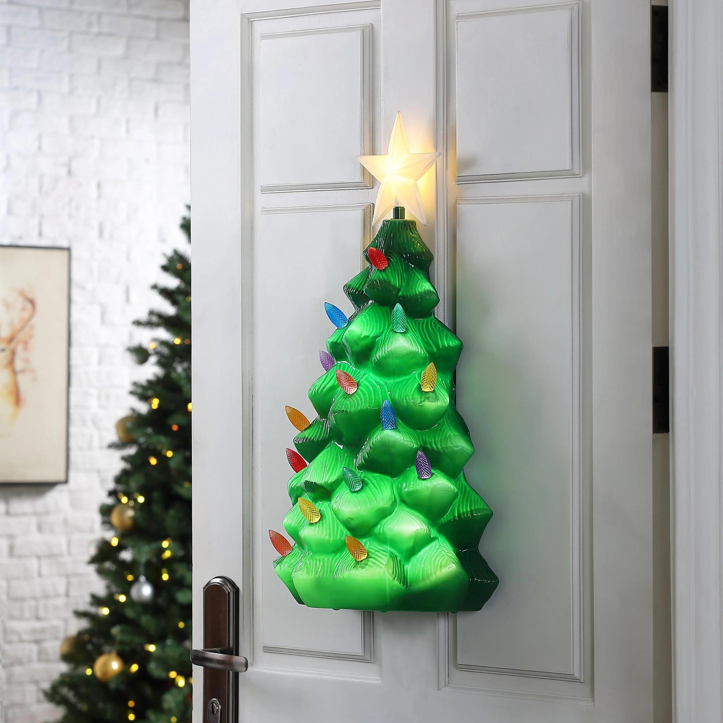 Mr. Christmas Illuminated Blow Mold Christmas Tree Outdoor Christmas Decoration, Features Hooks for Hanging, 24 Inches