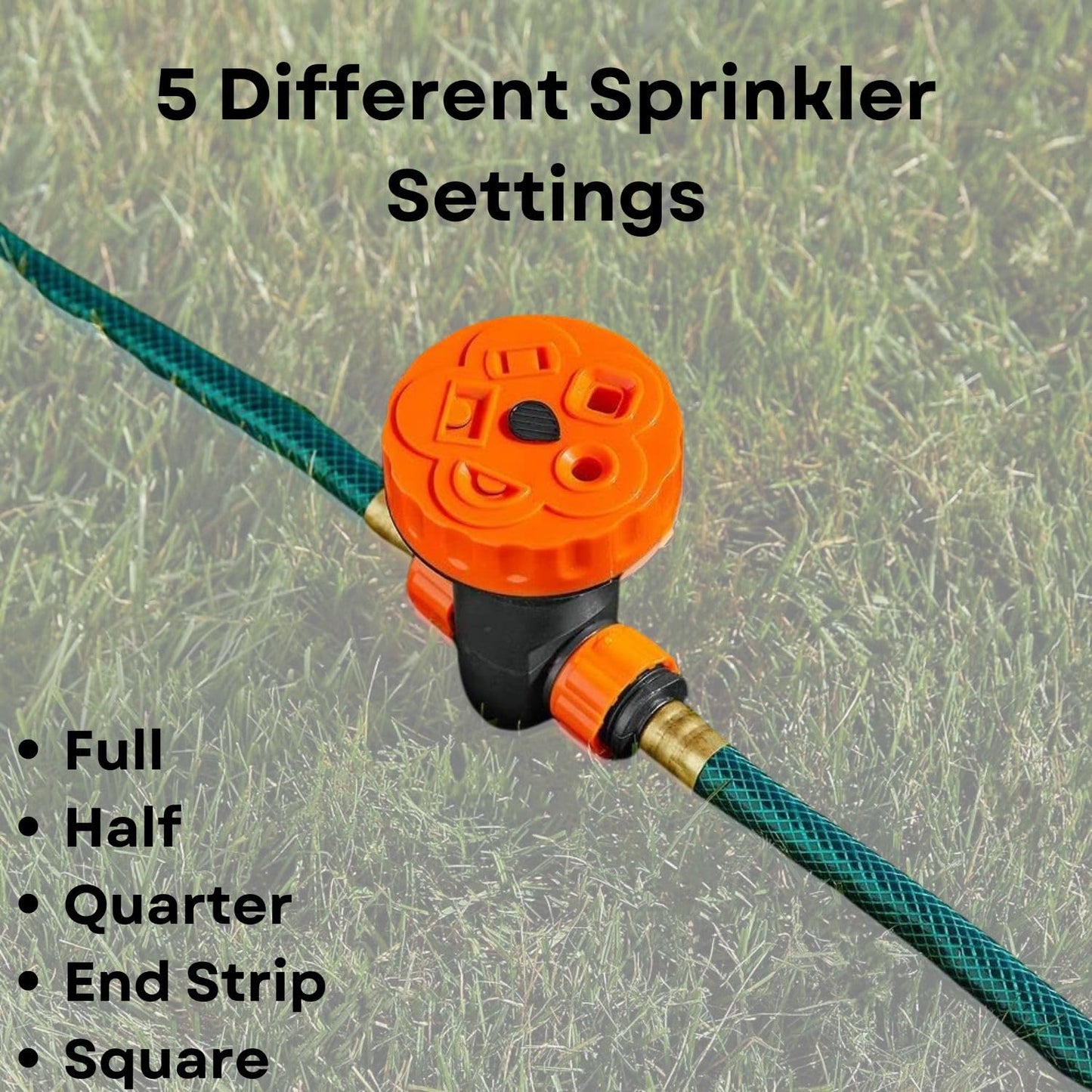 Portable Lawn Sprinkler System with 3 Multi-Function Heads, 5 Spray Settings, and 3 Hoses, 9' Hose Total - Efficient Lawn and Garden Watering Solution