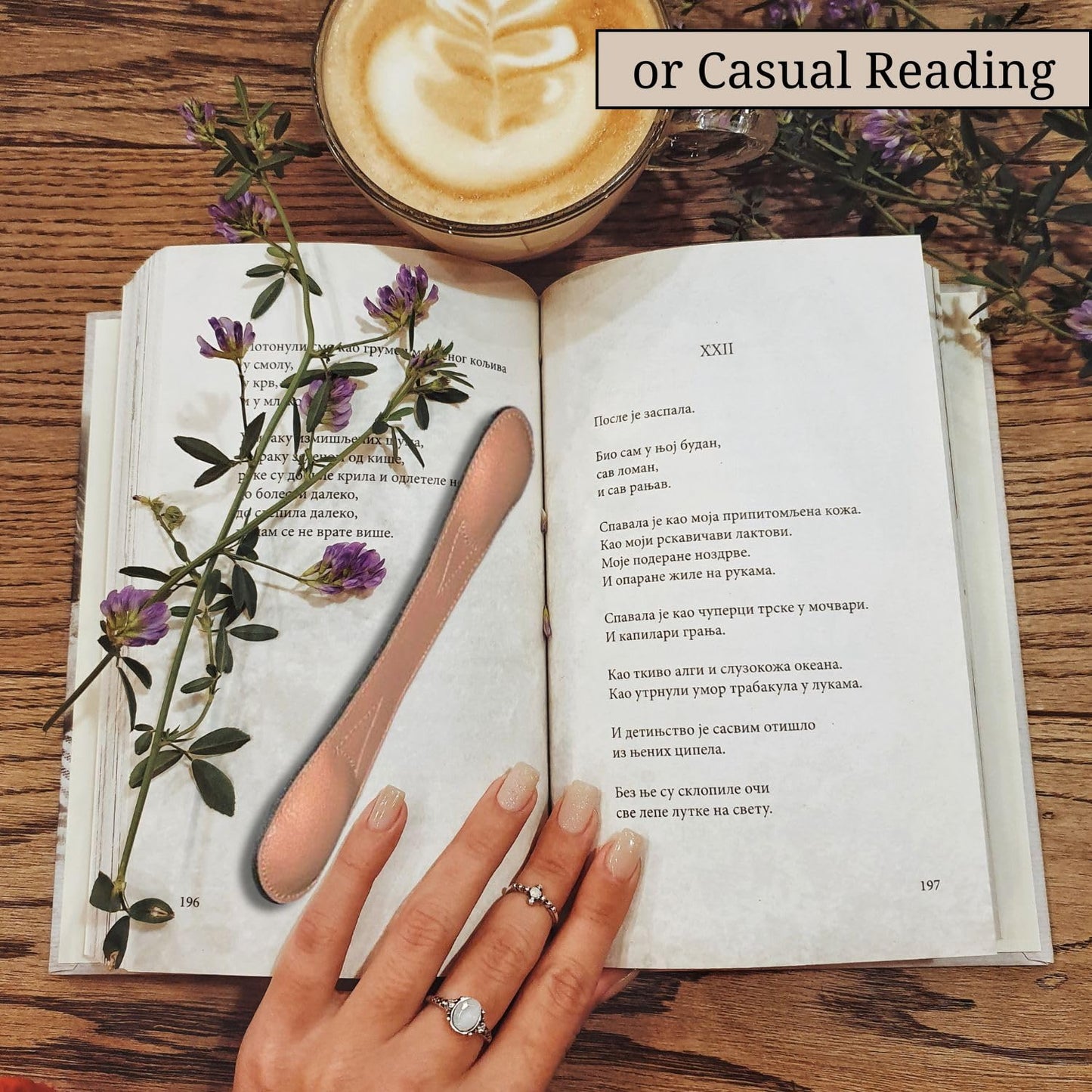 Genuine Leather 8.5" Weighted Bookmark for Hands-Free Reading, Book Holder for Cookbooks, Study, and More