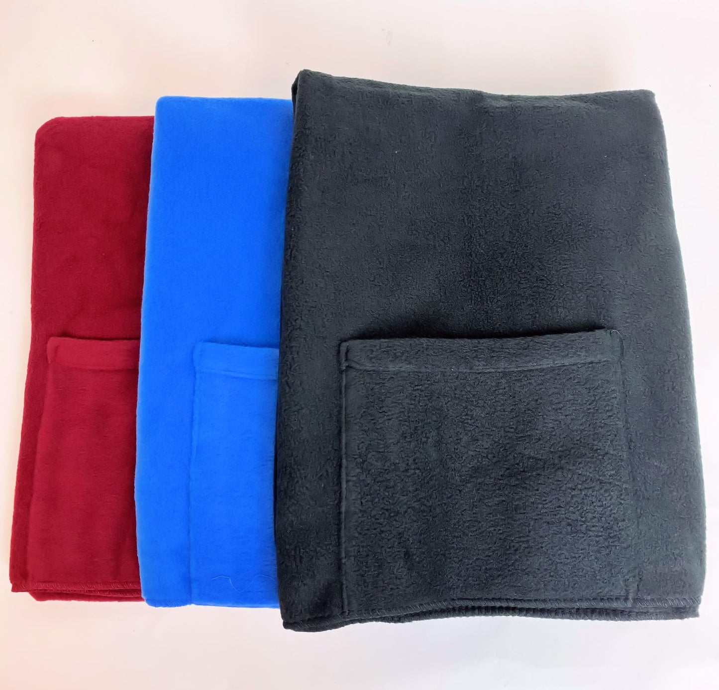 ILLIYIN Warm and Cozy Fleece Shoulder Wrap Shawl with Large Front Pockets - Set of 3 (1-Blue, 1-Burgundy and 1-Black)